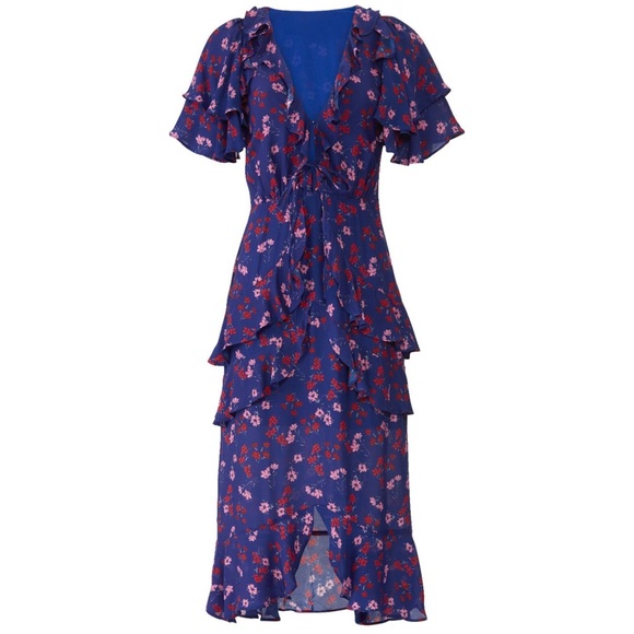 TALULAH The Yearning Ruffle Blue Midi Dress - Picture 7 of 16